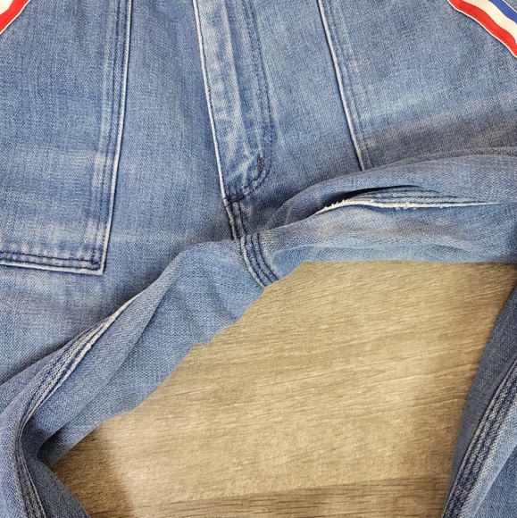 Vintage 1970s wrangler jeans, wide leg/flare. Red, white and blue striped trim - Picture 15 of 16